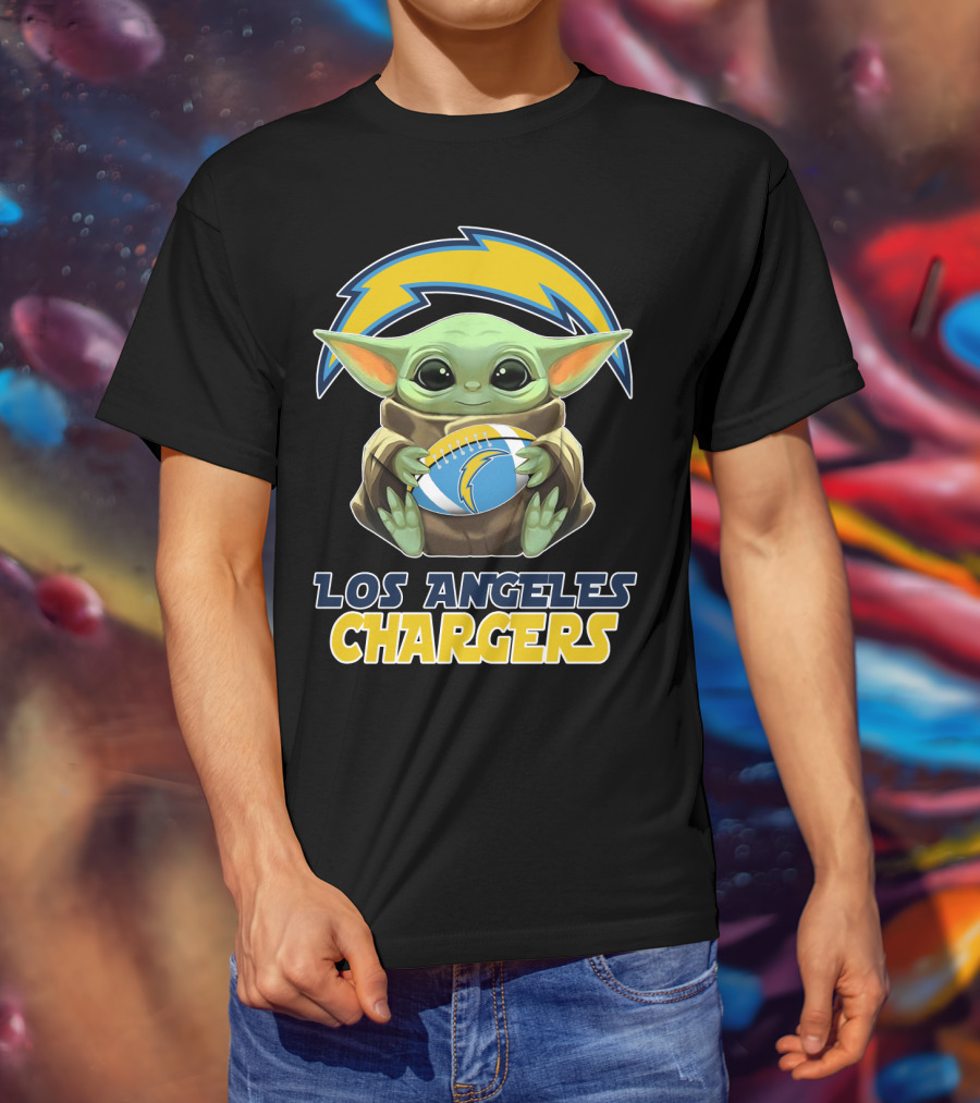 Los Angeles Chargers Baby Yoda Football T-Shirt
