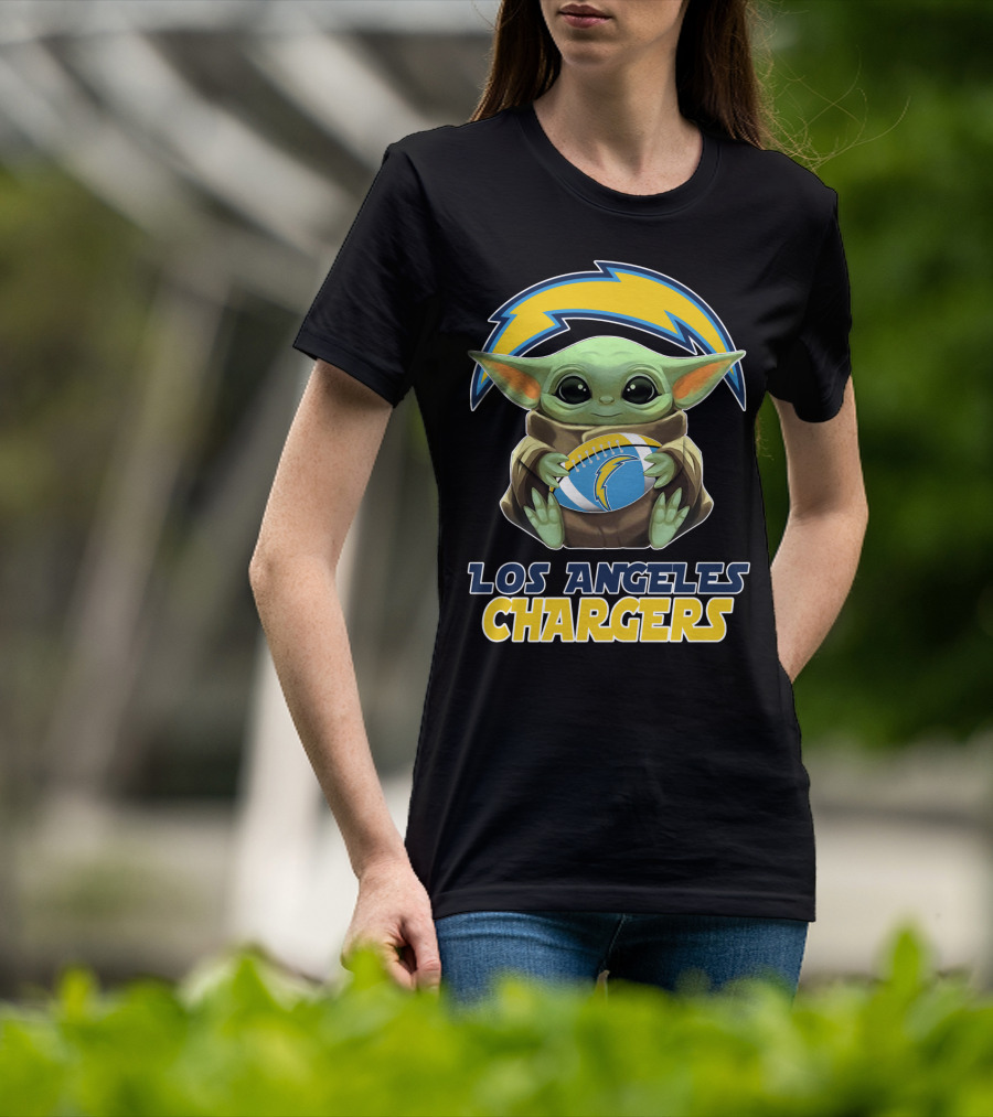 Los Angeles Chargers Baby Yoda Football T-Shirt