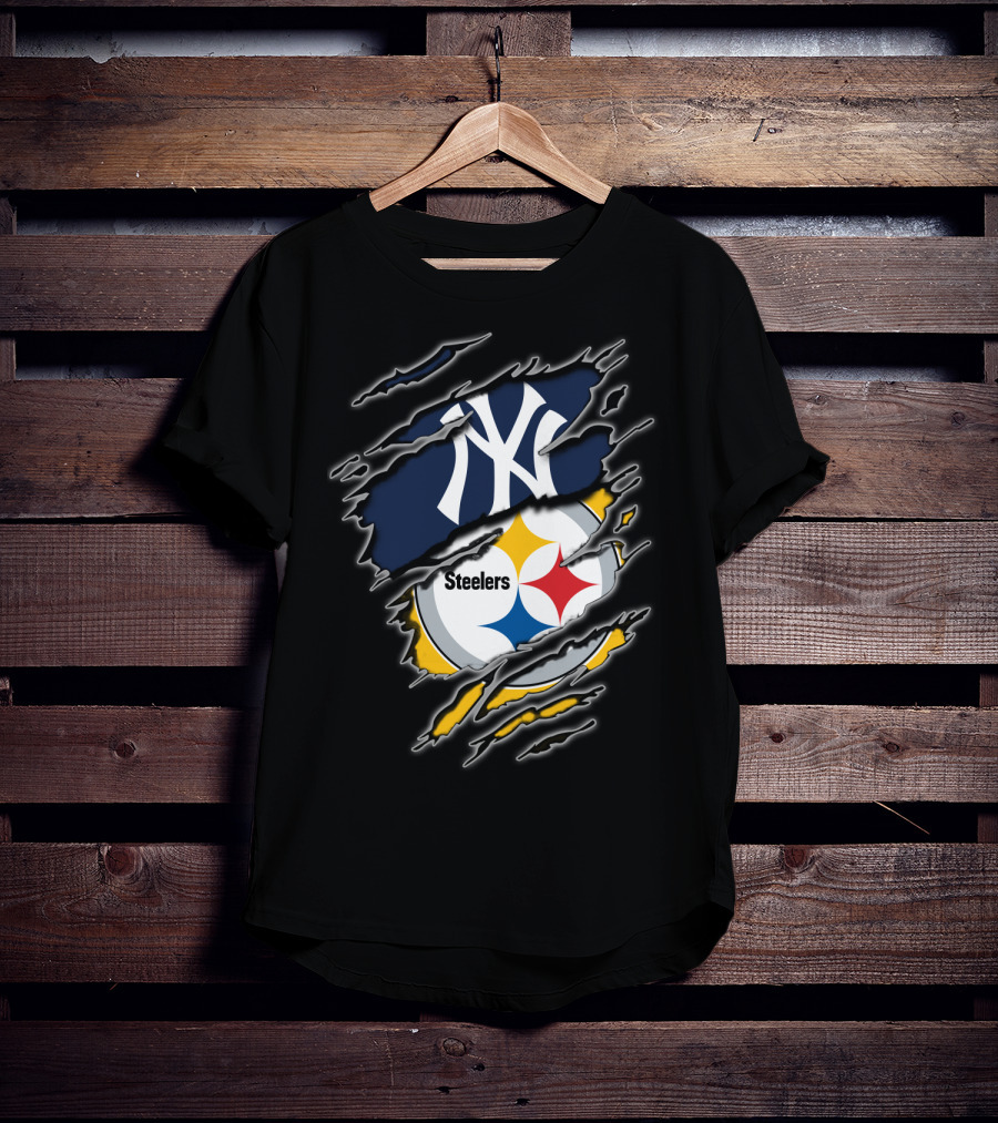Yankees Steelers Fans Iconic Sports Logos T-Shirt