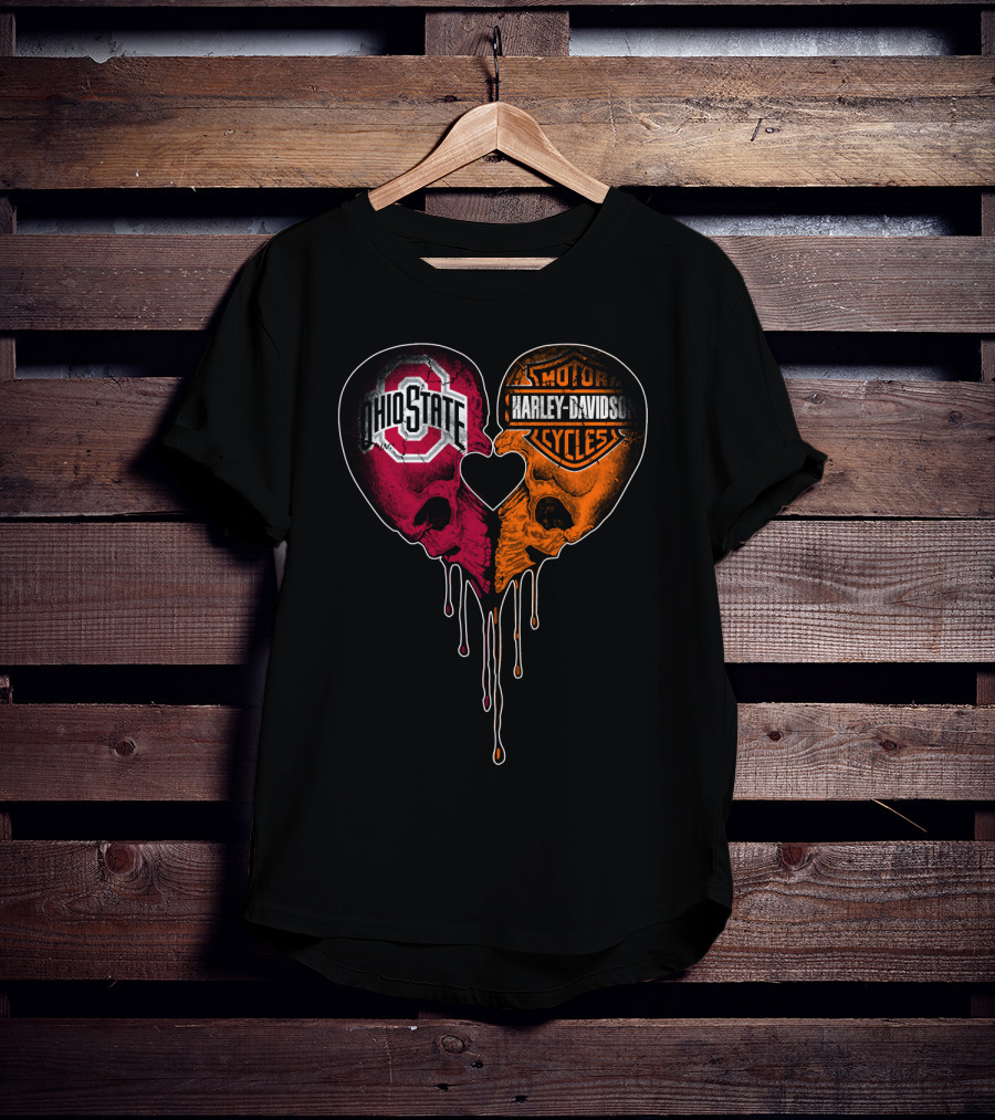 Ohio State Harley Davidson Skull Heart T-Shirt