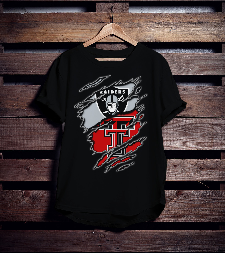 Las Vegas Raiders And Texas Tech Red Raiders Dual Fan Pride T-Shirt