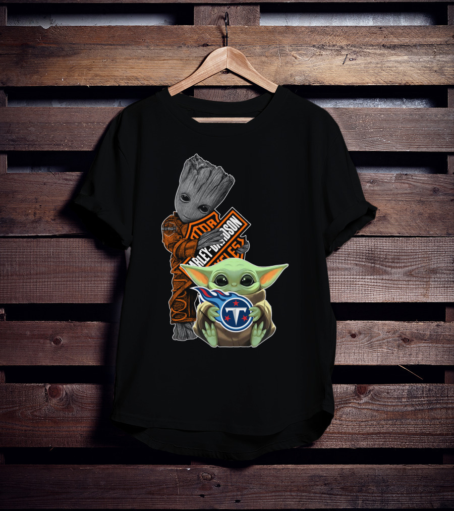 Groot Harley Davidson Baby Yoda Tennessee Titans T-Shirt