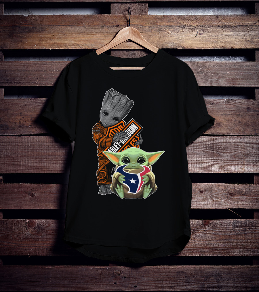 Groot Harley Davidson Nfl Houston Texans Baby Yoda T-Shirt