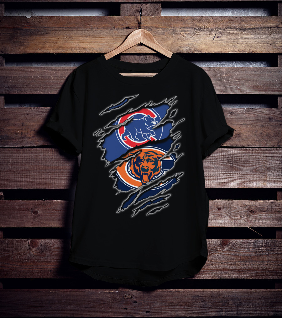 Chicago Cubs Bears Split Logo Design For Fans T-Shirt