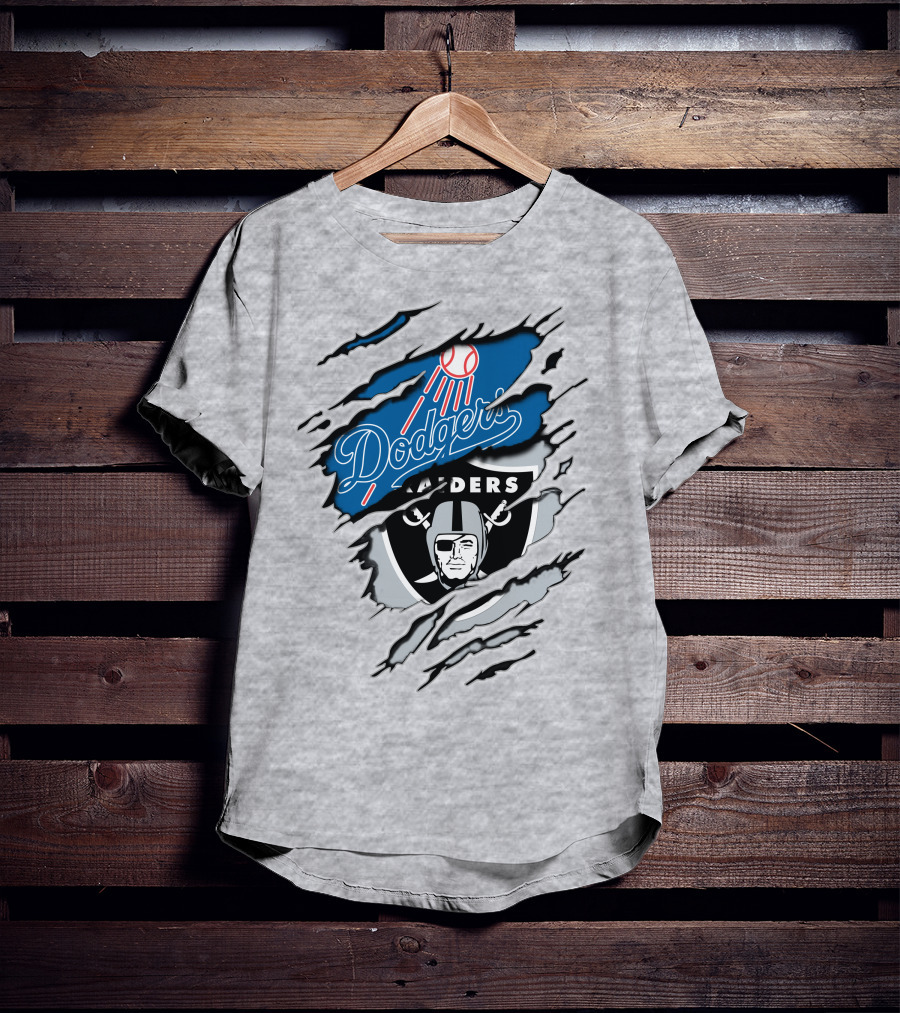 Dodgers Raiders Dual Logo Fan Tribute T-Shirt
