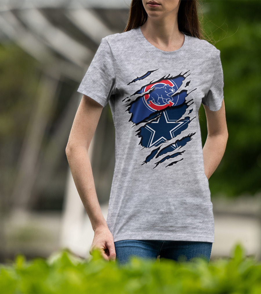 Chicago Cubs Dallas Cowboys Fan Crossover T-Shirt