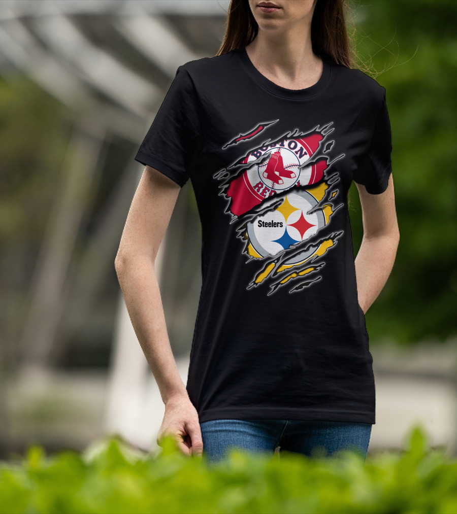 Boston Red Sox Steelers Fan T-Shirt