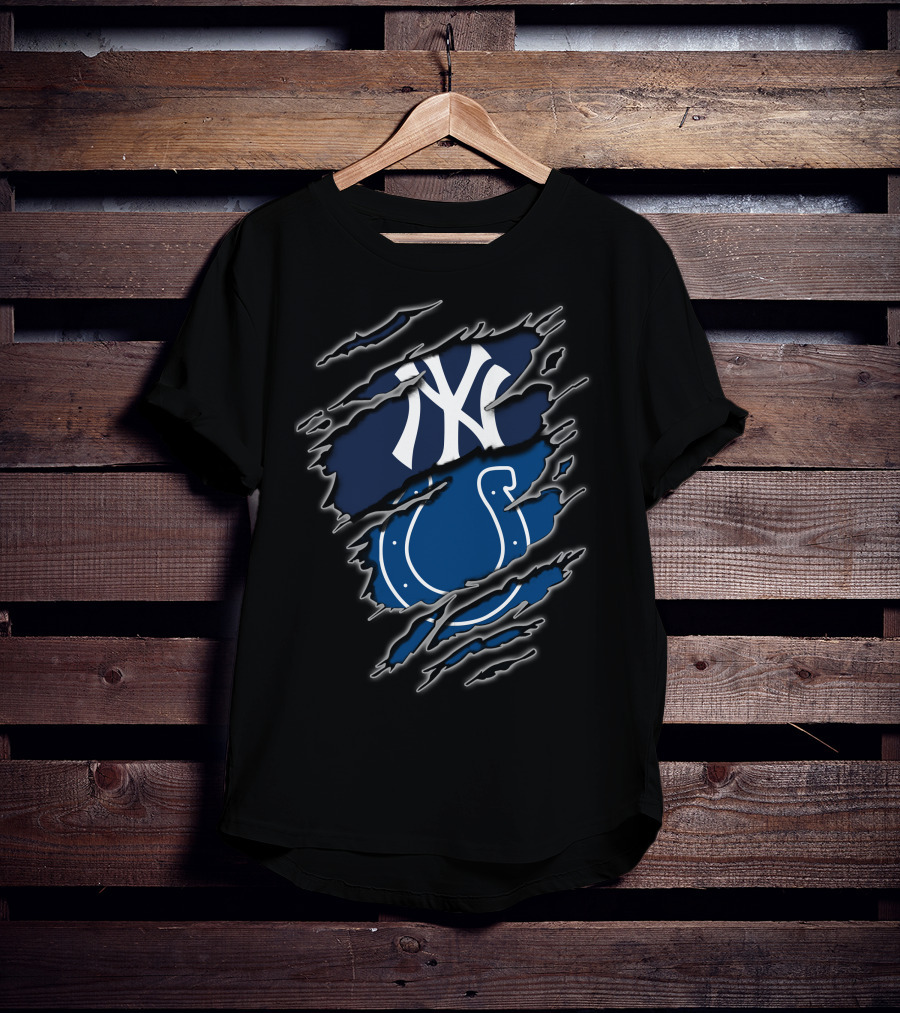 Yankees Colts Fan Crossover Claw Marks T-Shirt
