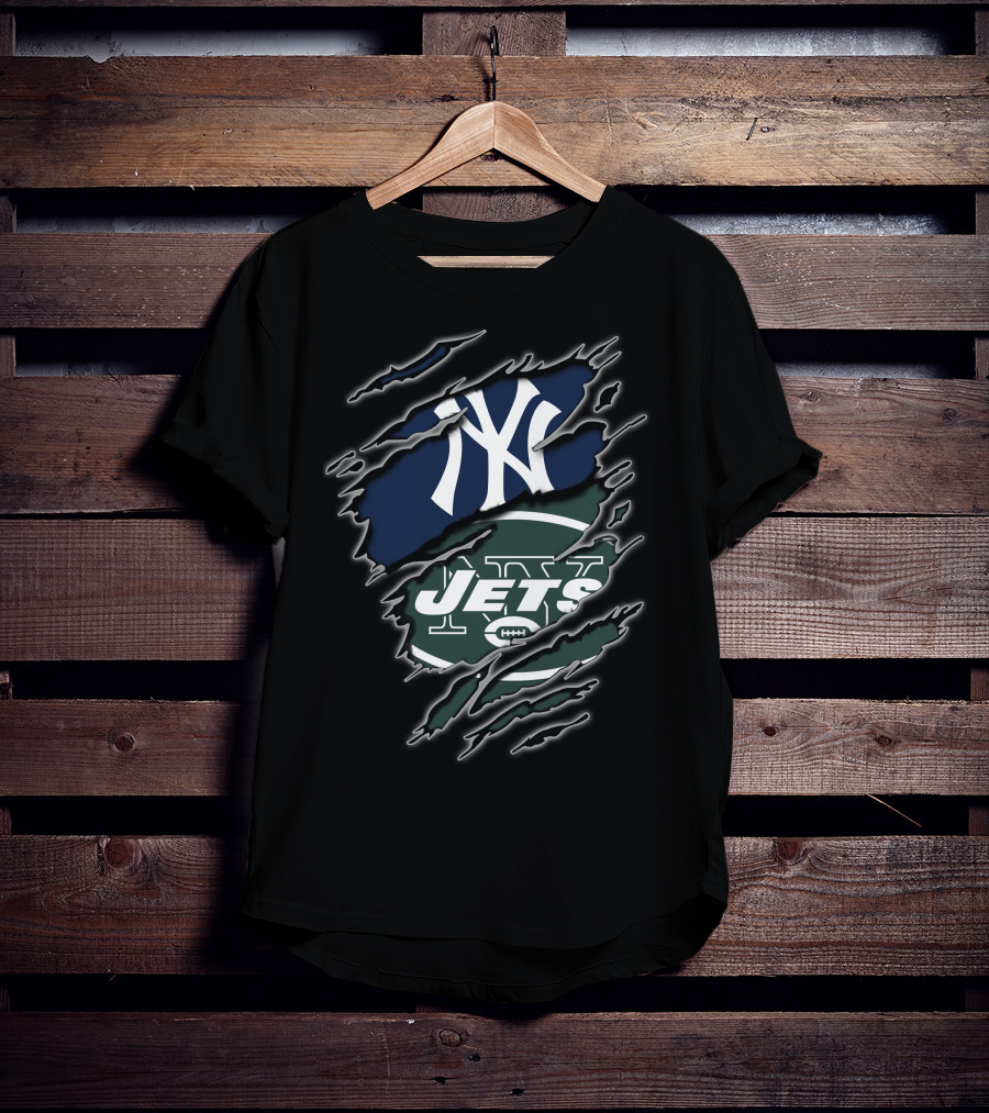 New York Yankees New York Jets Fan Dual Loyalty T-Shirt