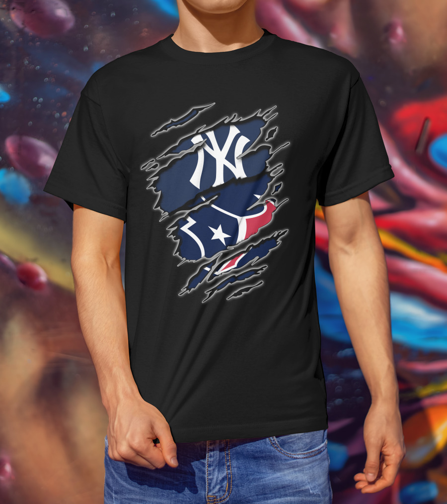 New York Yankees Houston Texans Fans T-Shirt