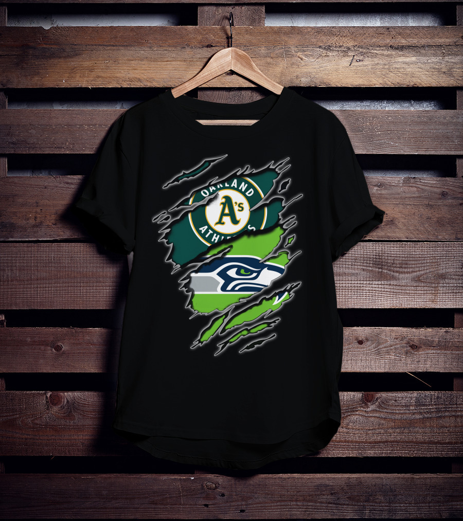 Oakland Athletics Seattle Seahawks Fan Crossover T-Shirt