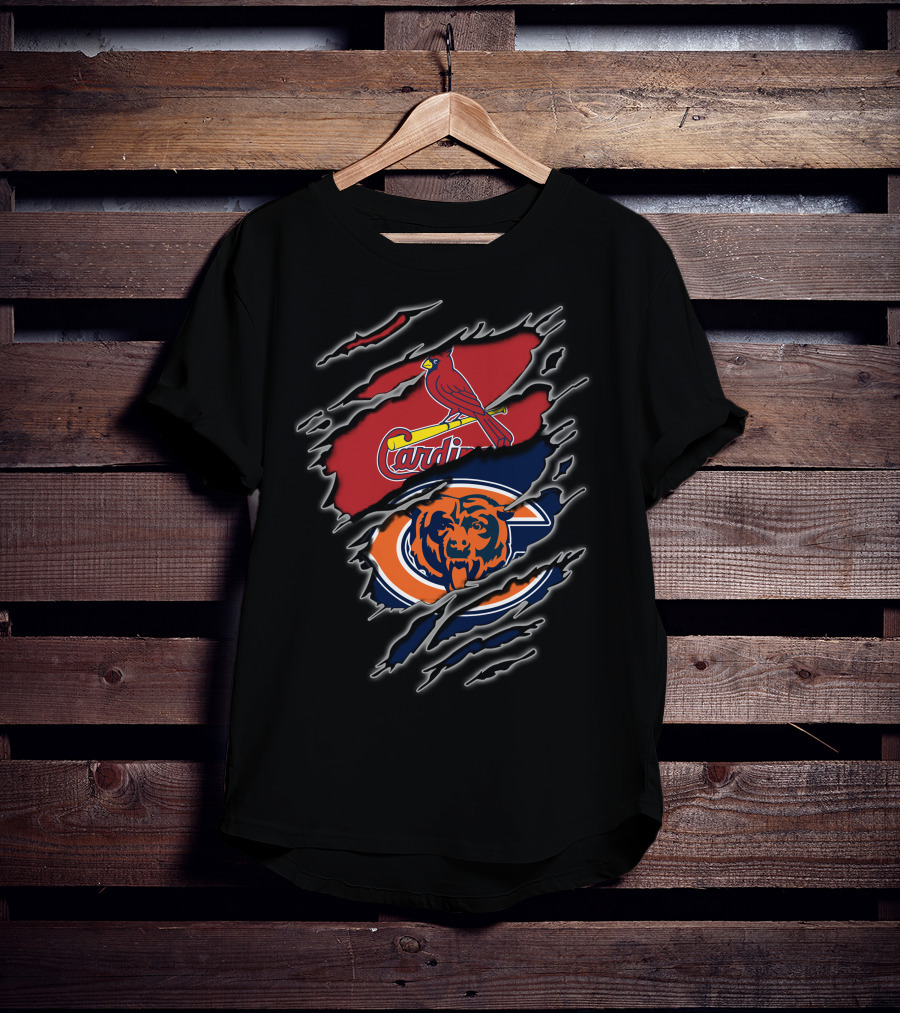 Cardinals Bears Fan Dual Loyalty Claw Marks T-Shirt