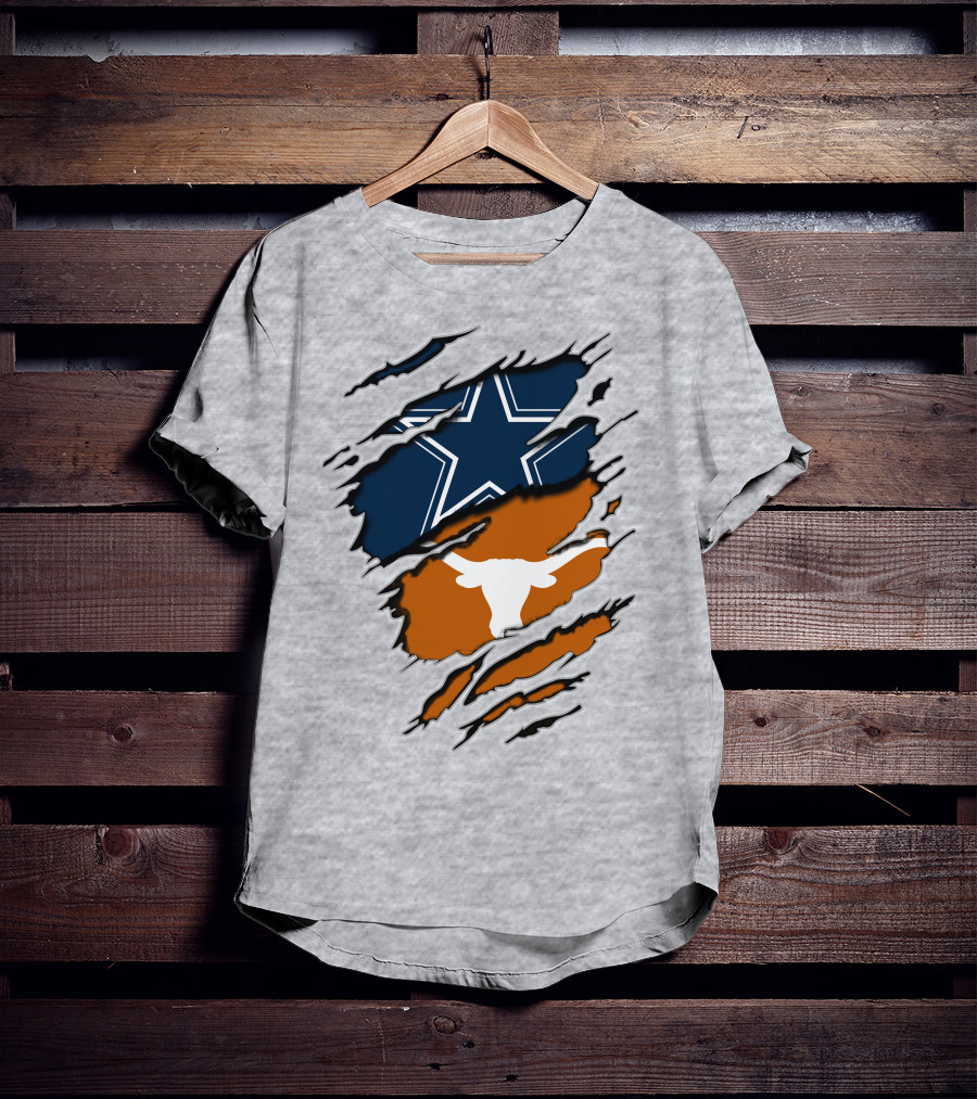 Cowboys Longhorns Star And Bull Texas Pride T-Shirt