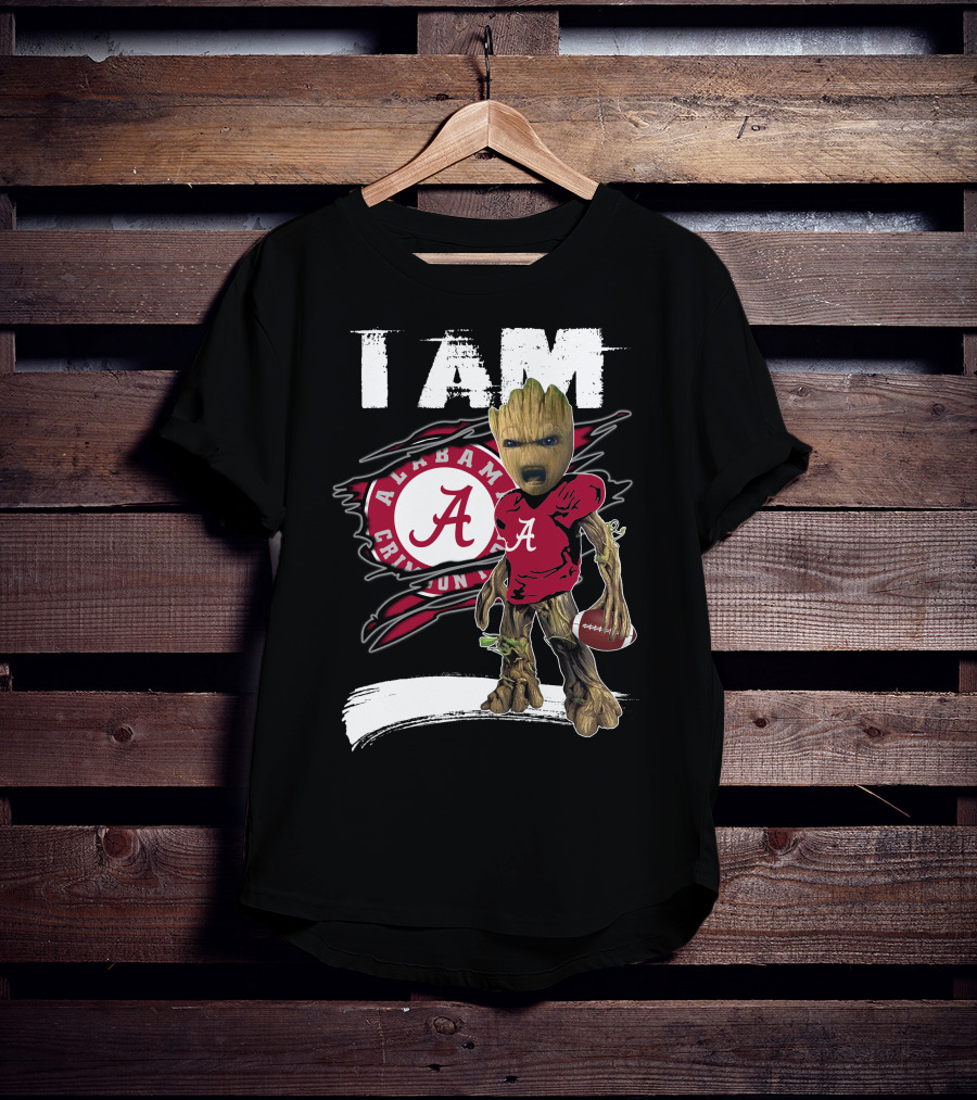I Am Alabama Crimson Tide Football Fan Groot T-Shirt