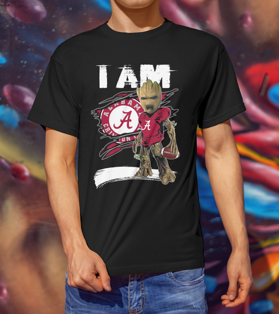 I Am Alabama Crimson Tide Football Fan Groot T-Shirt
