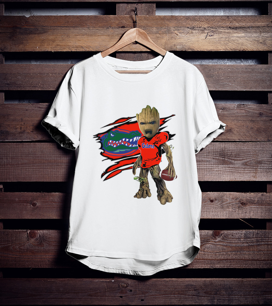 I Am Gators Fan's Football Groot With Alligator T-Shirt