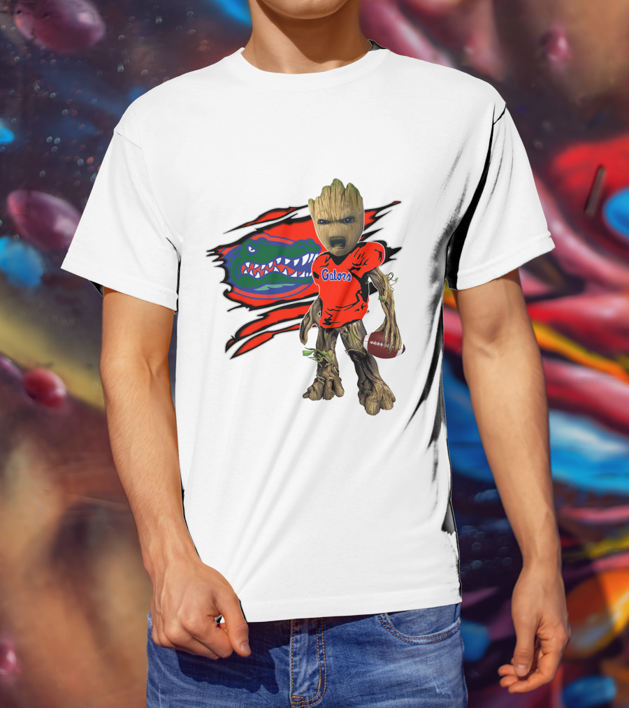 I Am Gators Fan's Football Groot With Alligator T-Shirt