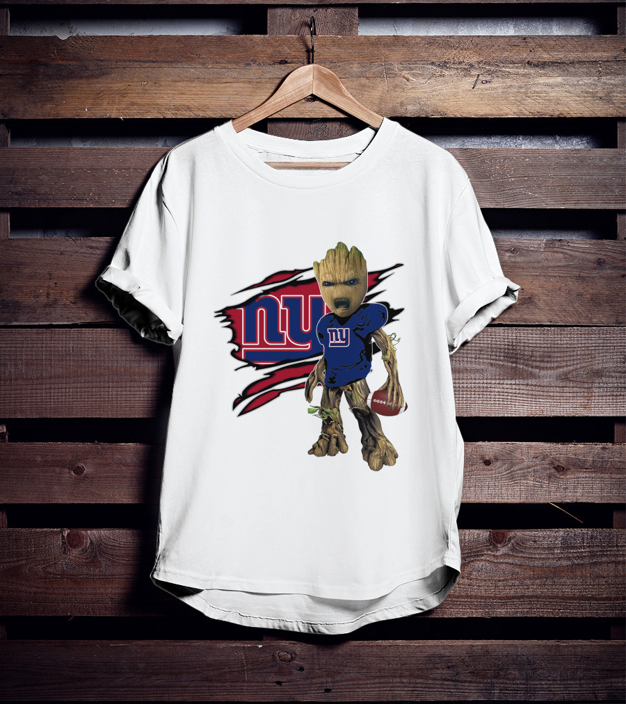I Am Groot New York Giants Football Fan Mashup T-Shirt