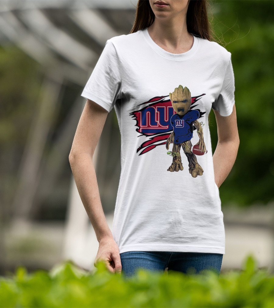 I Am Groot New York Giants Football Fan Mashup T-Shirt