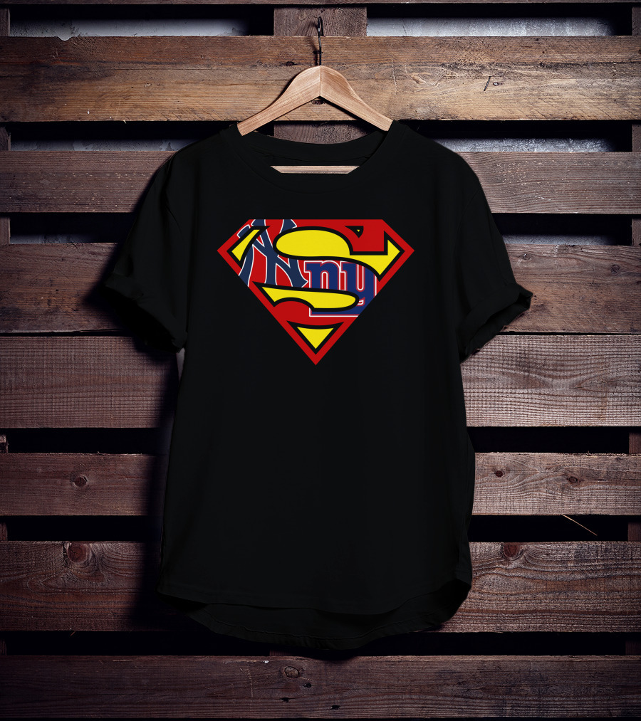 Yankees Giants Superman Logo Mashup T-Shirt