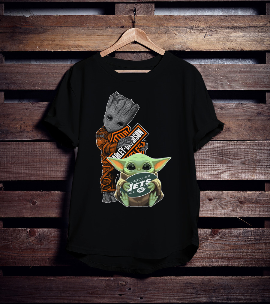 Groot Harley Davidson Baby Yoda Jets T-Shirt