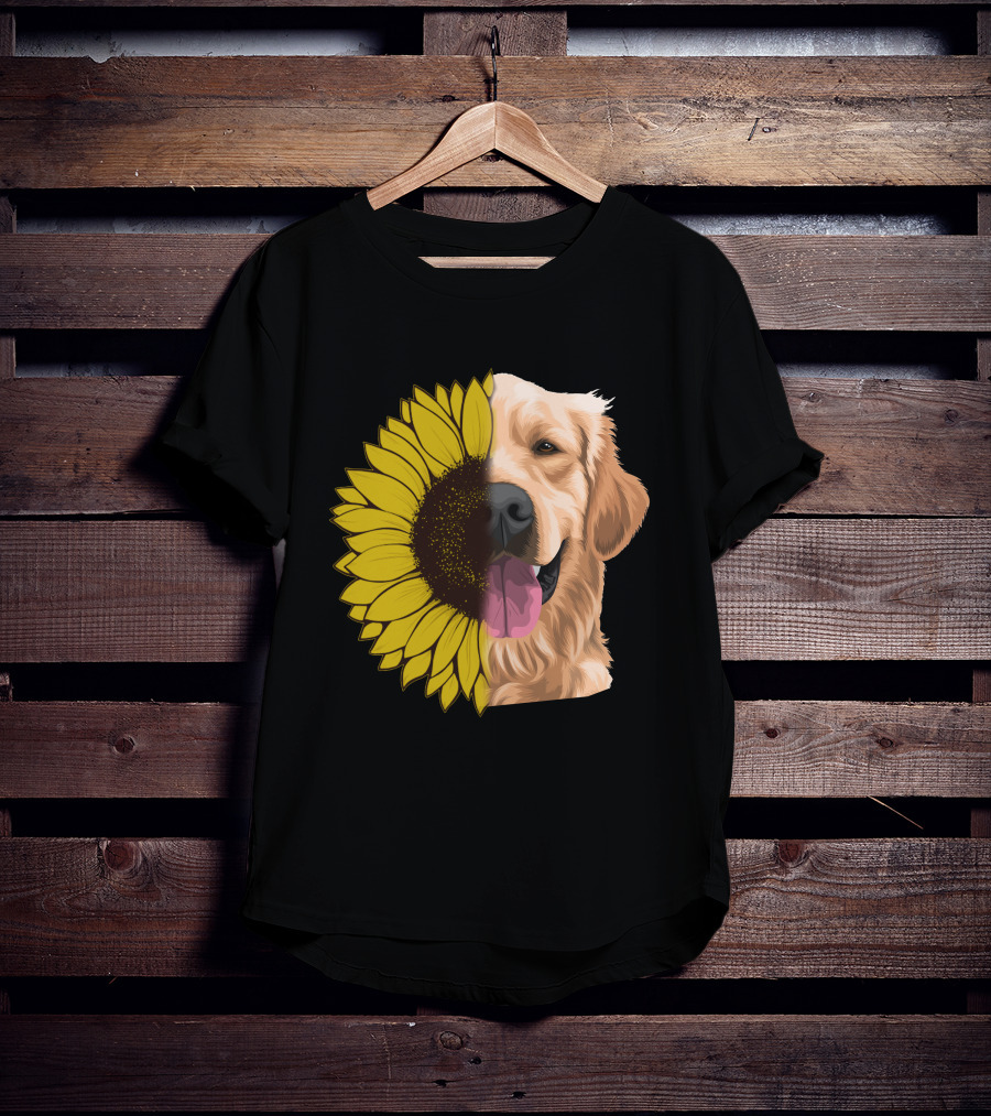 Golden Retriever Half Sunflower Face T-Shirt