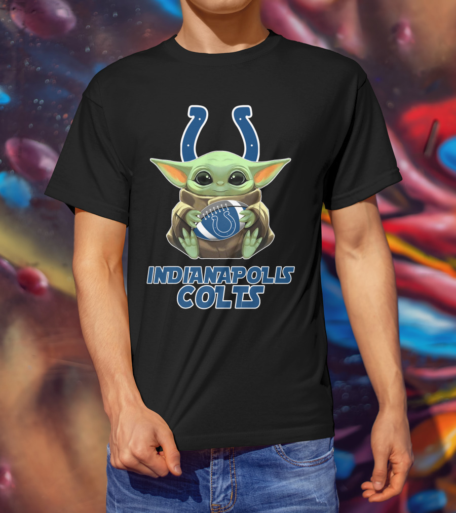 Indianapolis Colts Baby Yoda Football T-Shirt