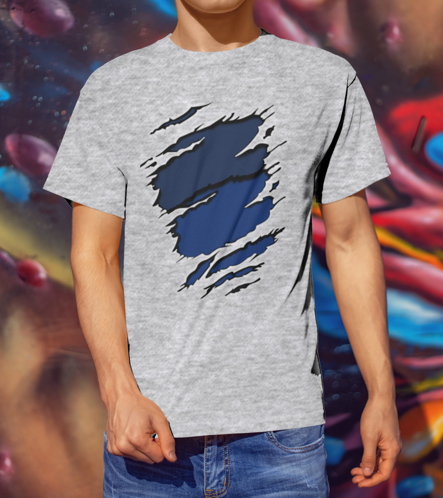 Cow Yan Blue Claw Marks T-Shirt