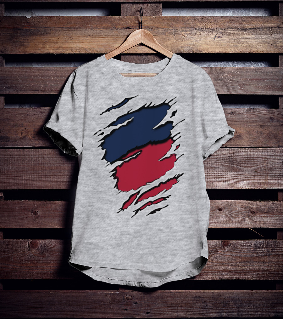 Yan Gia Blue And Red Claw Marks T-Shirt
