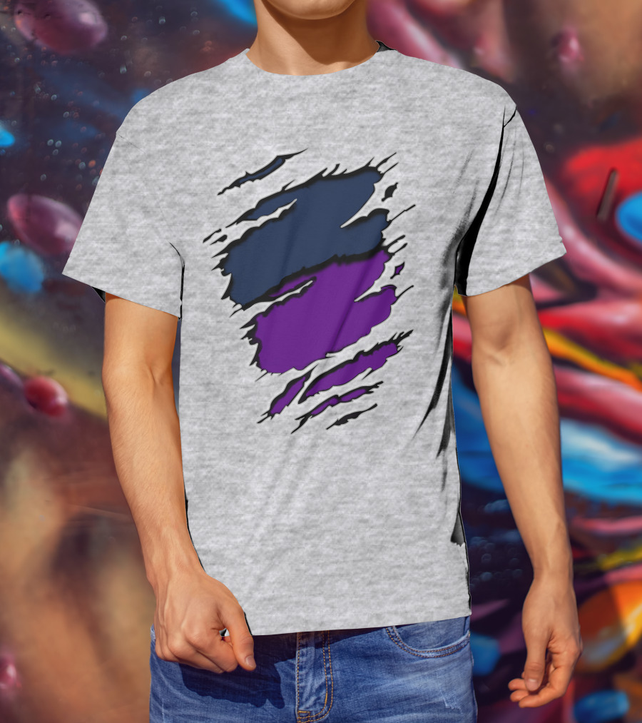Yan Vik Blue And Purple Claw Marks T-Shirt