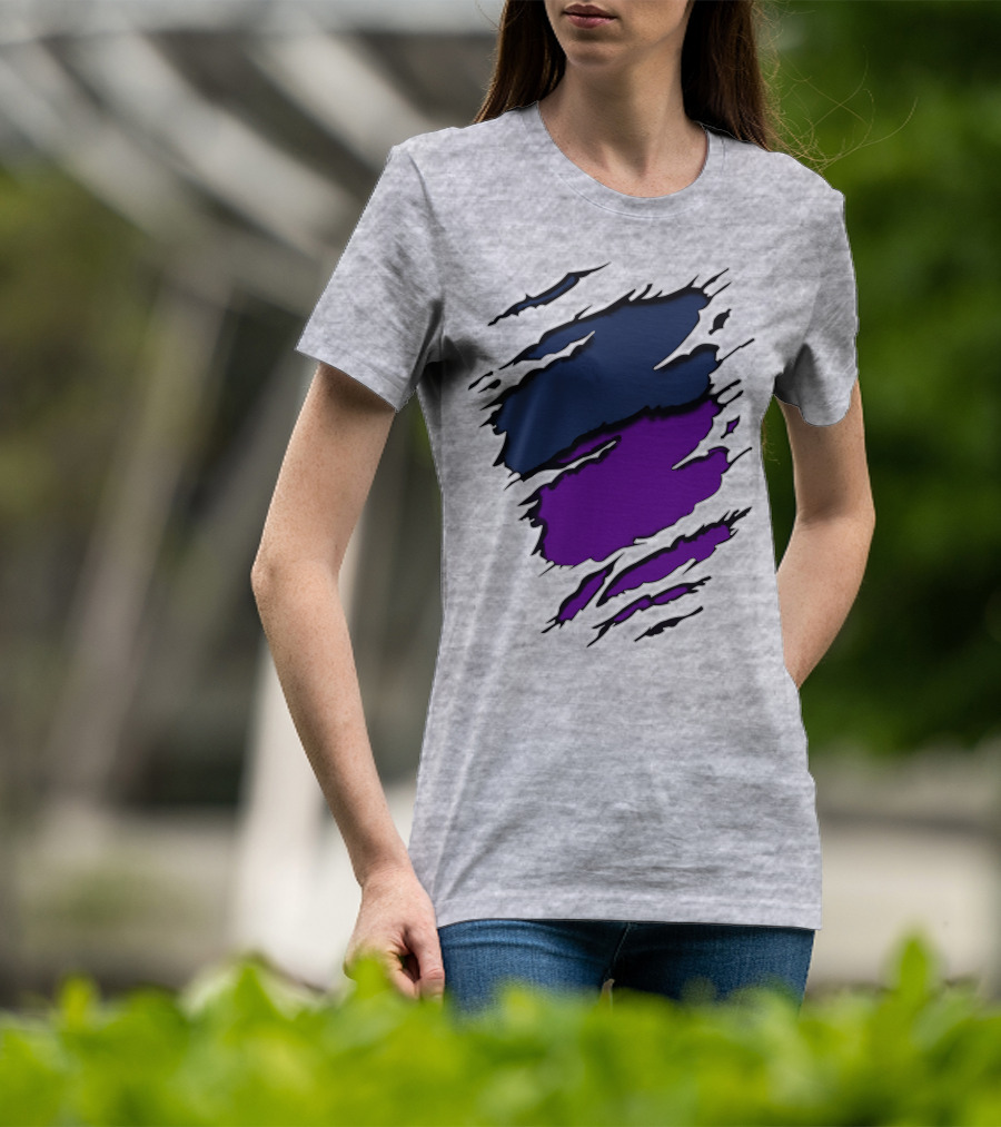 Yan Vik Blue And Purple Claw Marks T-Shirt