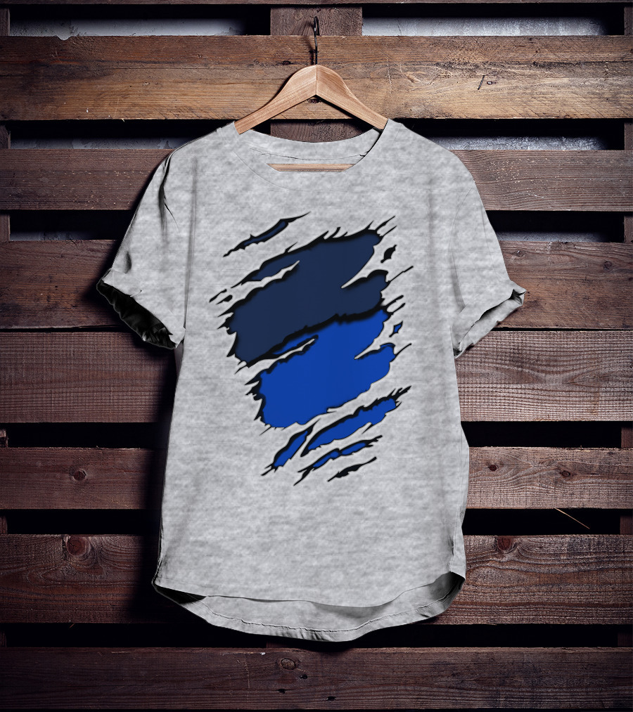 Broncos Yan Blue And Navy Claw Mark T-Shirt
