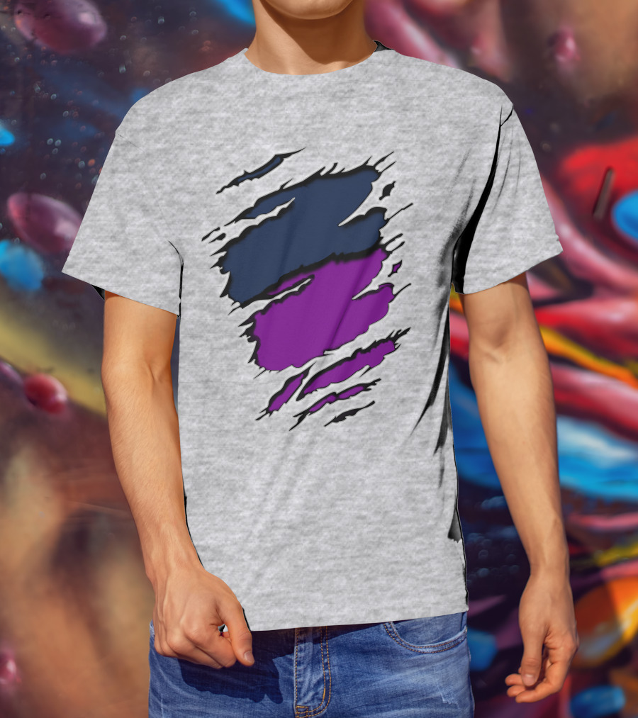 Viking Yawn Purple And Navy Claw Marks T-Shirt