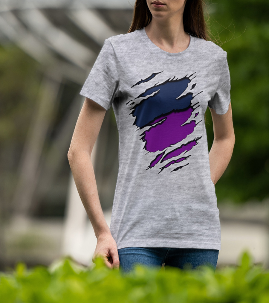 Viking Yawn Purple And Navy Claw Marks T-Shirt