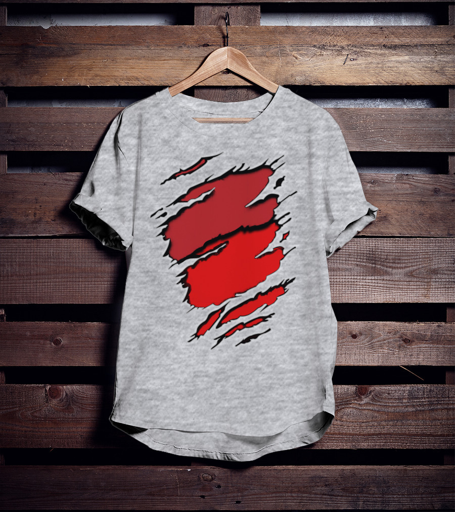 Chie-Car Red Ripped Claw Marks T-Shirt