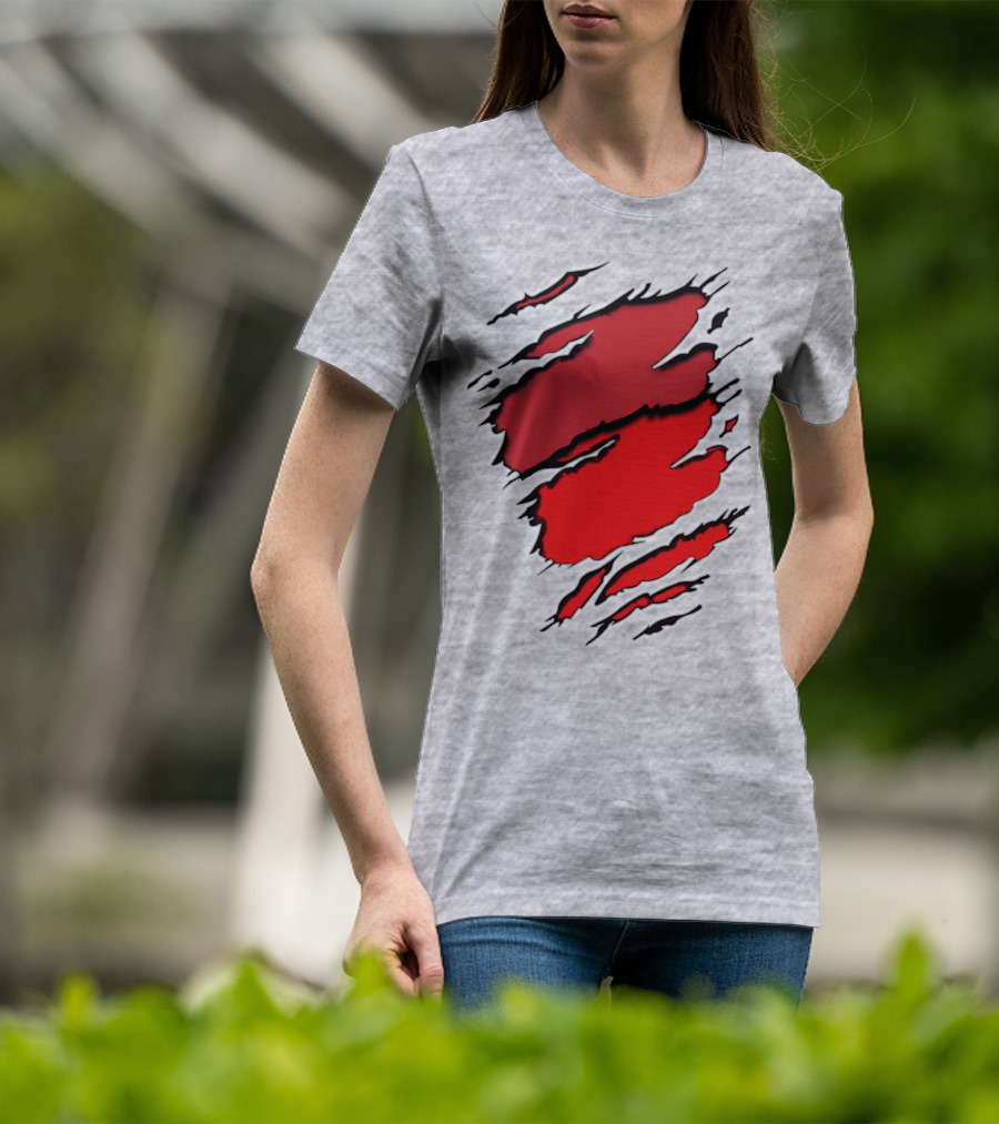 Chie-Car Red Ripped Claw Marks T-Shirt