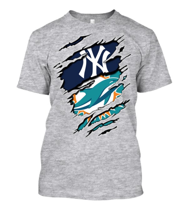 Yankees Dolphins Logo Fusion Sports Fans T-Shirt
