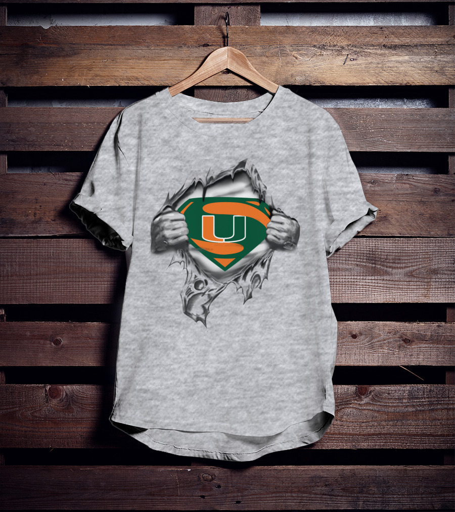 Miami Hurricanes Super U Logo Ripped Chest T-Shirt