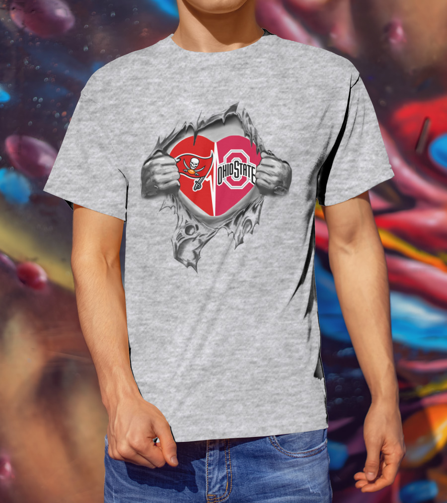 Buccaneers Ohio State Broken Heart Silver Hands T-Shirt