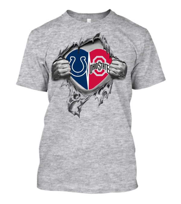 Colts Ohio State Heart Split Logo Tear T-Shirt