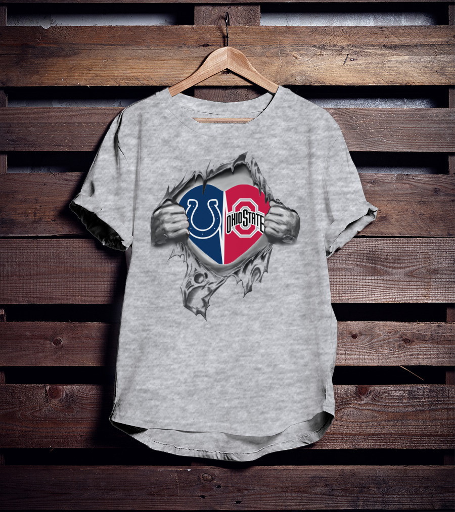 Colts Ohio State Heart Split Logo Tear T-Shirt