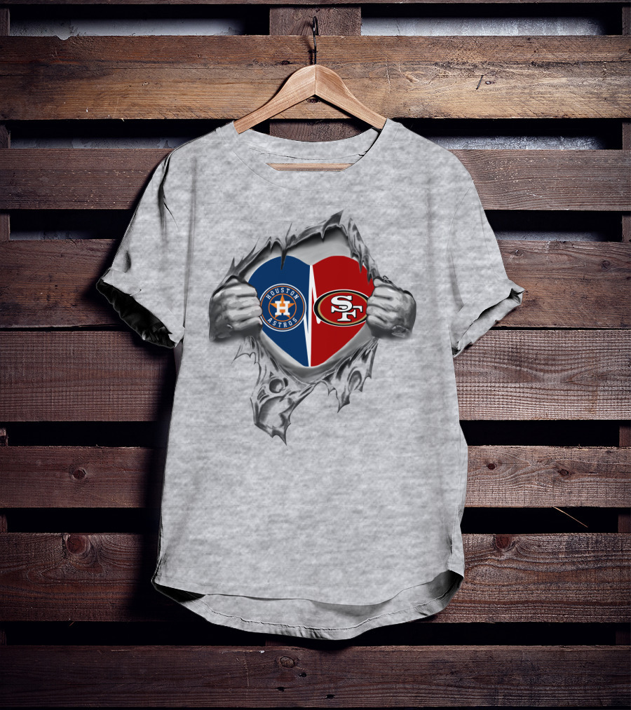 Houston Astros San Francisco 49ers Heart T-Shirt