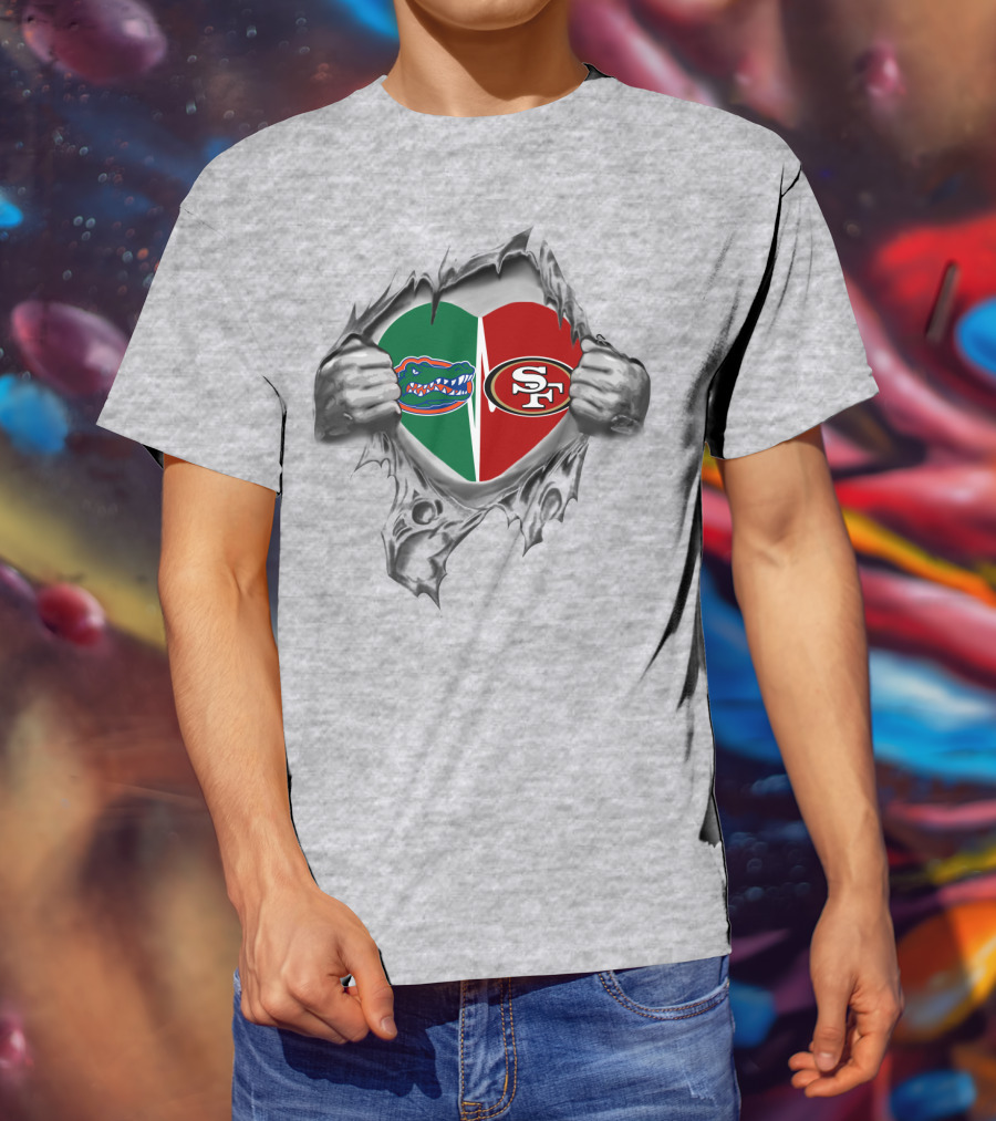 Florida Gators San Francisco 49ers Heart Logo Tearing T-Shirt