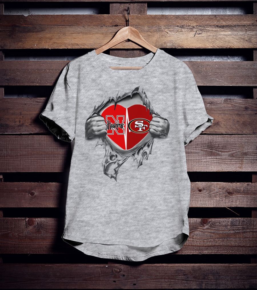 49Ers Huskers Heart Logo Embrace T-Shirt