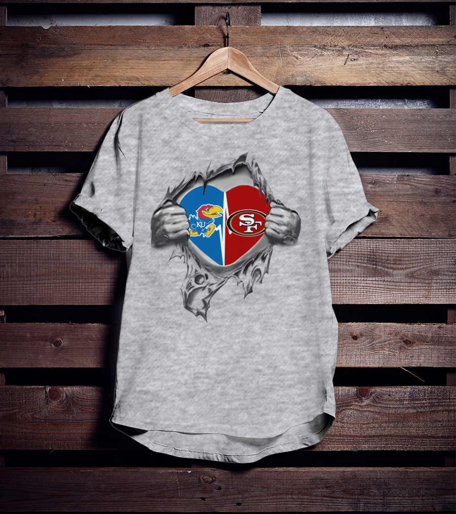 KU Jayhawks San Francisco 49ers Heart Logo Fan T-Shirt