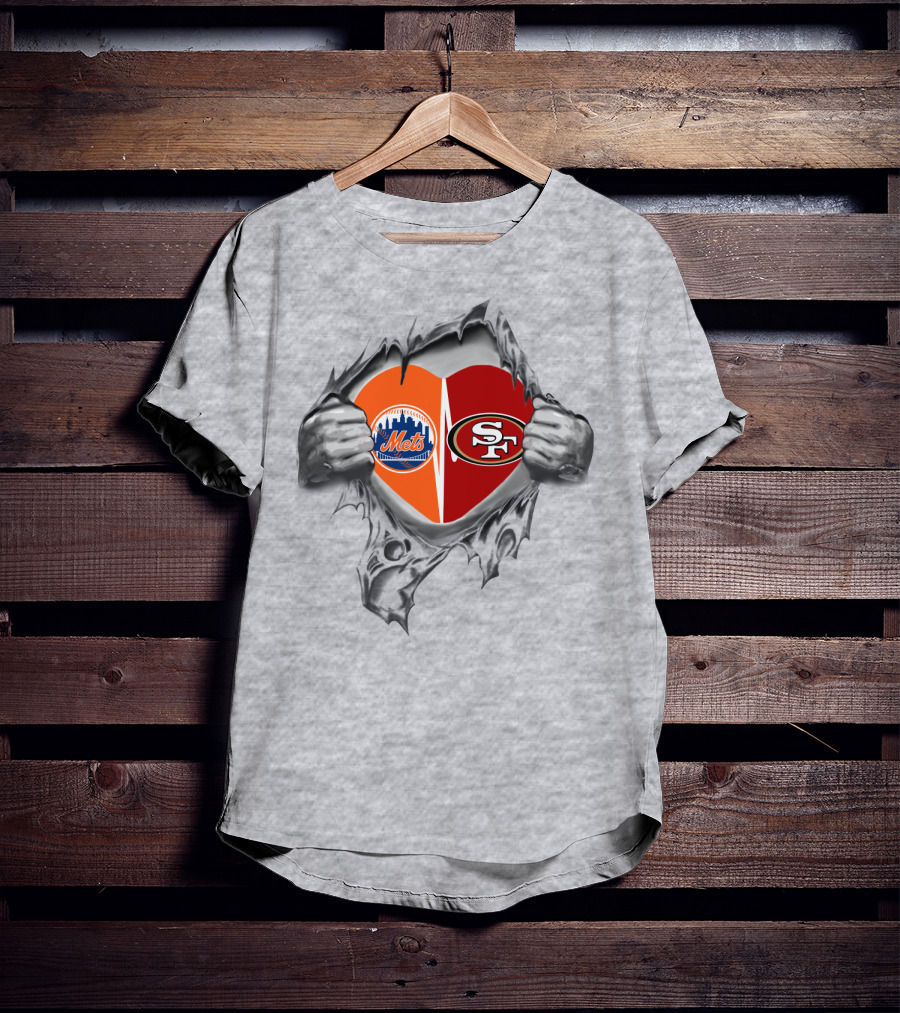 49Ers Mets Heart Logo Showing Fan Allegiance T-Shirt