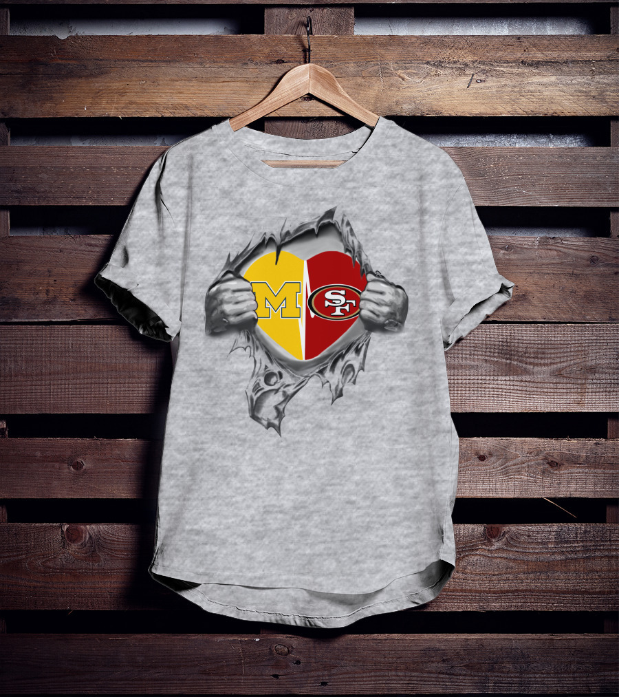 M SF Heart Logo Rip 49Ers Michigan T-Shirt