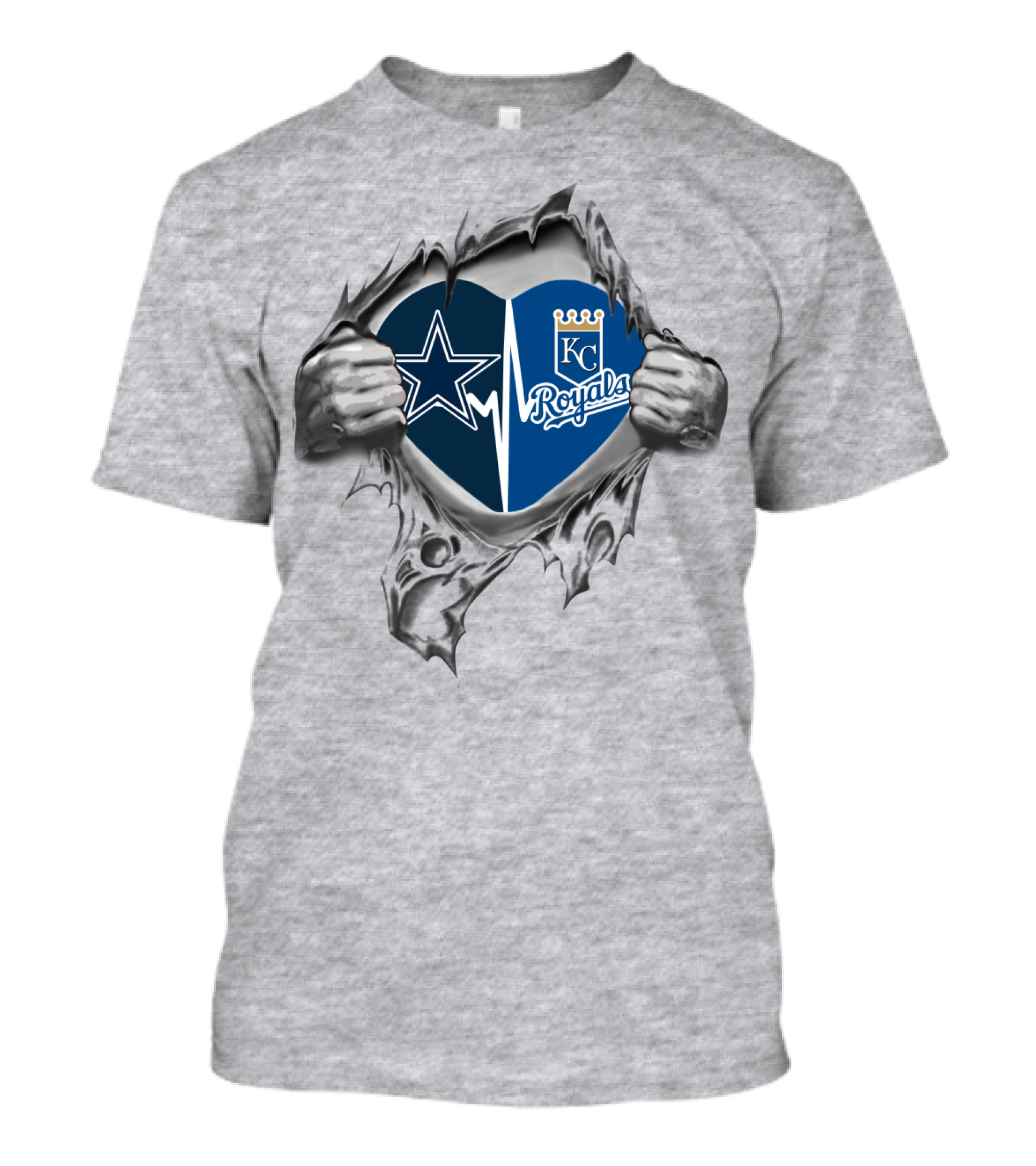 Dallas Cowboys Kansas City Royals Heartbeat Passion Loyalty T-Shirt