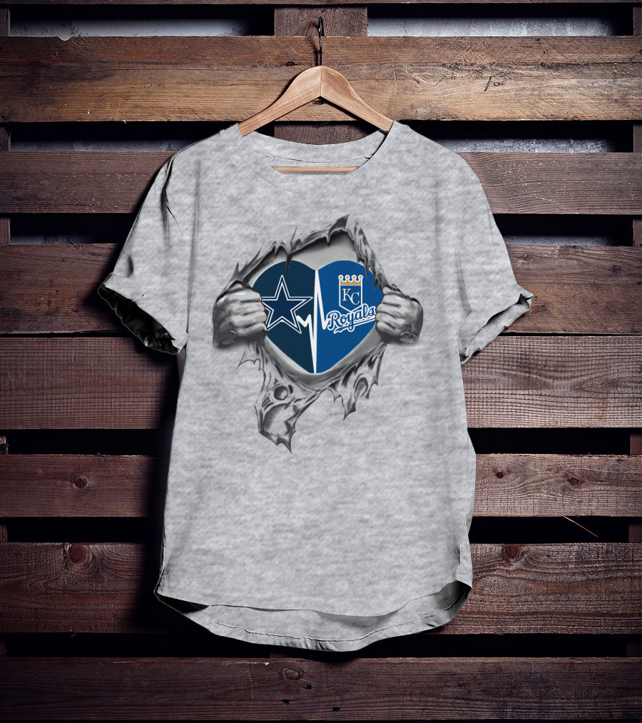 Dallas Cowboys Kansas City Royals Heartbeat Passion Loyalty T-Shirt