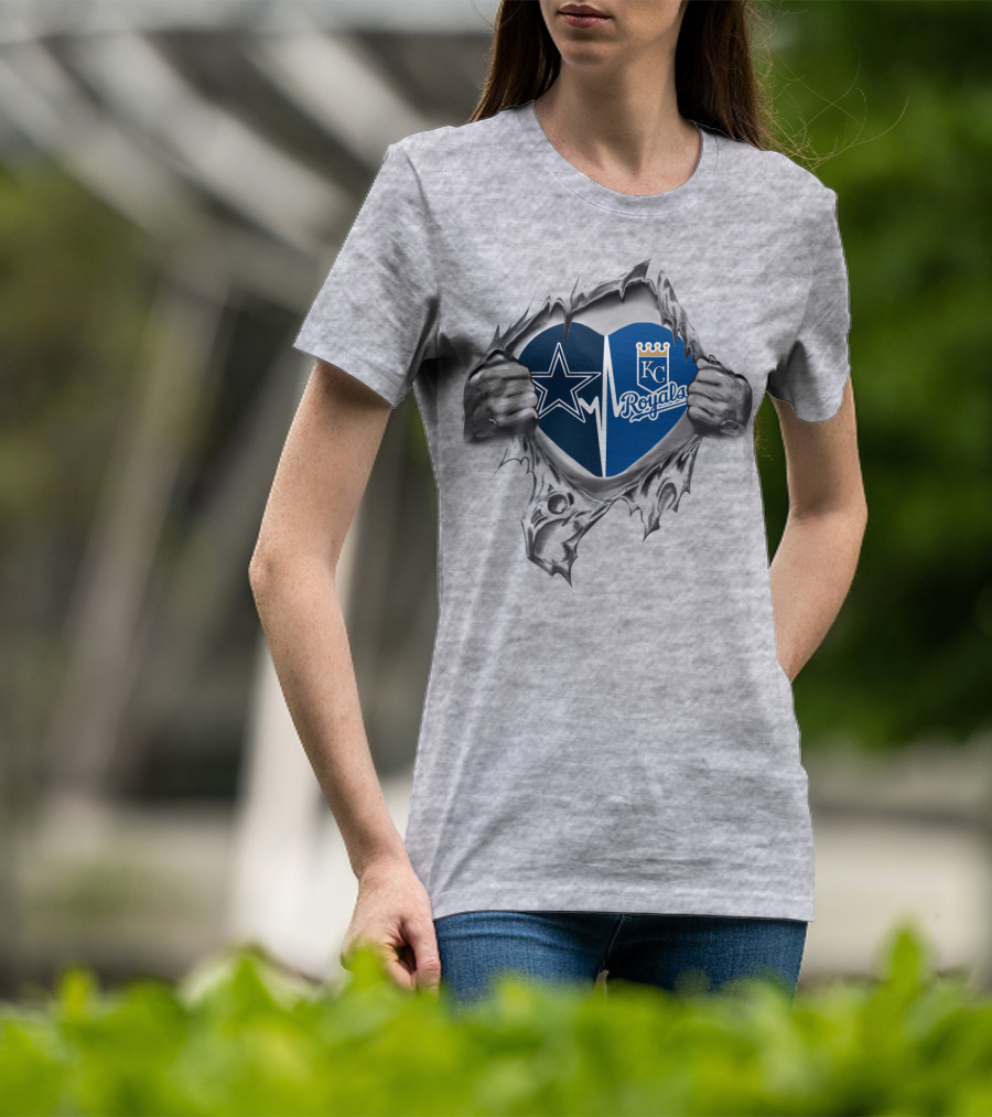 Dallas Cowboys Kansas City Royals Heartbeat Passion Loyalty T-Shirt